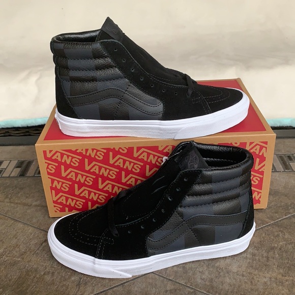 VANS SK8-Hi LEATHER/SUEDE CHECKERBOARD ASPHALT WMN - Picture 2 of 15